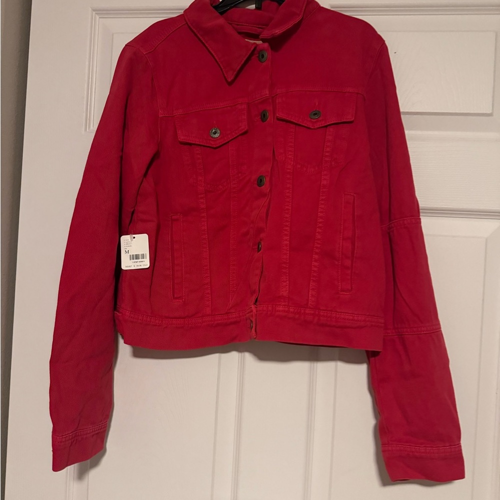 Free People Red Denim Jacket